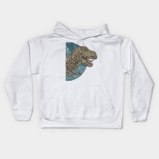 angry face raptor dinosaur Kids Hoodie